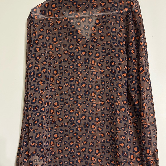 Leopard cheetah print navy brown and orange top size 1 or Large - Picture 5 of 6